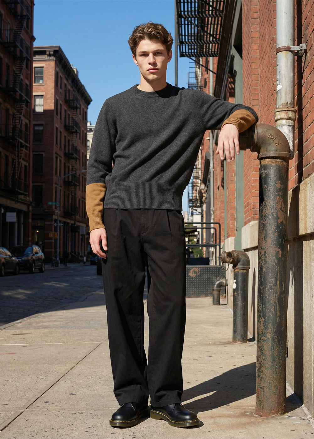 [Cashmere 100%] Football Cashmere V-Neck - Front