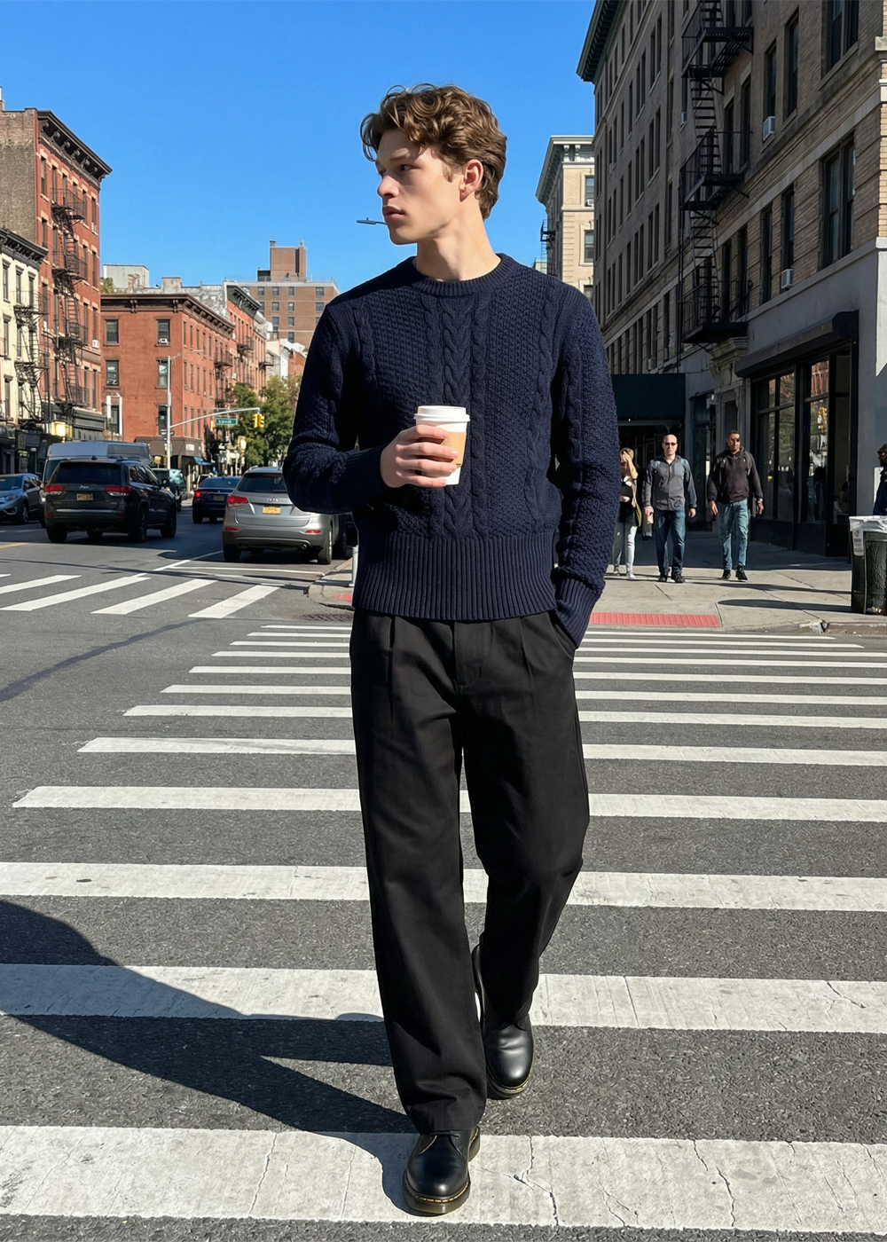 [Cashmere 100%] Aran Type Cashmere Crewneck - Front