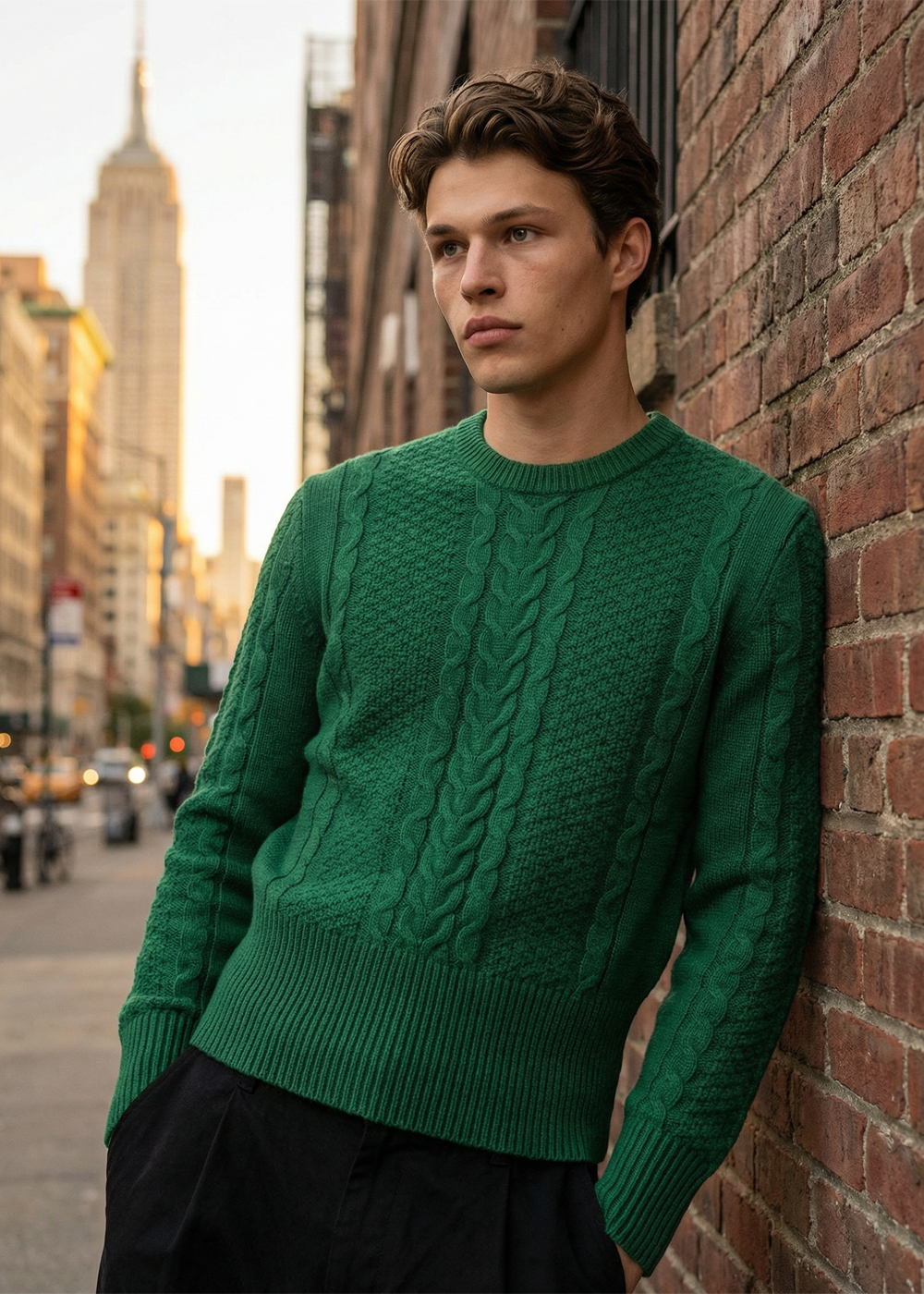 [Cashmere 100%] Aran Type Cashmere Crewneck - Front